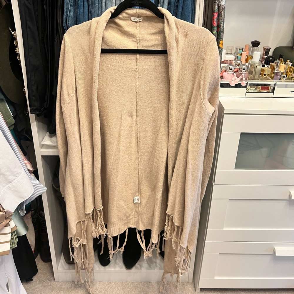 En Crème Sweater Cardigan With Tassels
